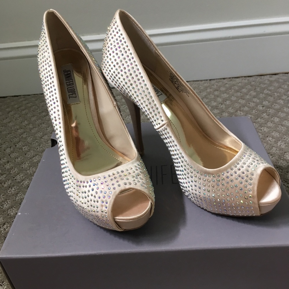 Jennifer Lopez Peep Toe Beaded Pump